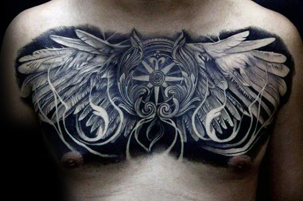 tatuaggio ali sul petto 51
